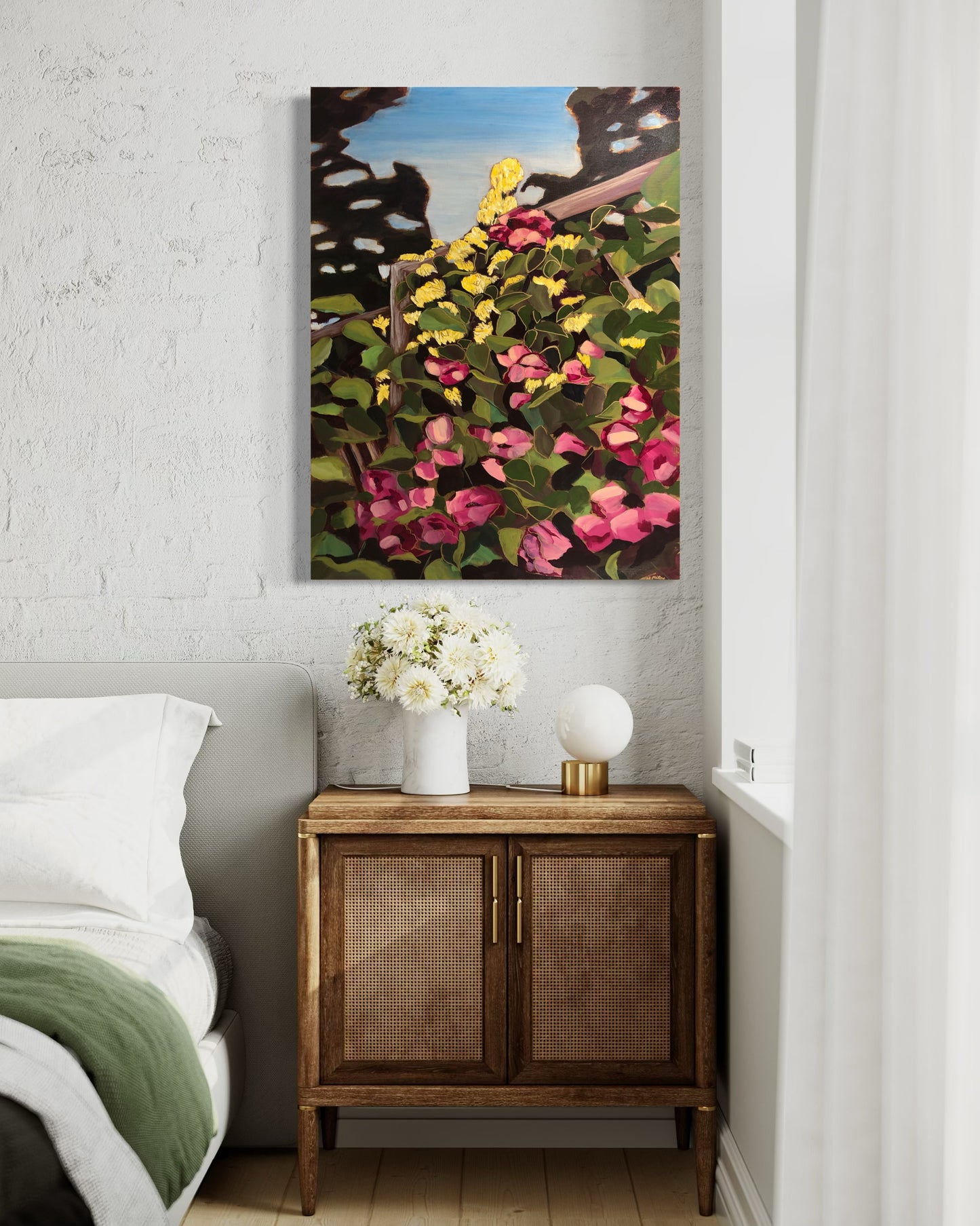 Climbing roses and honeysuckle