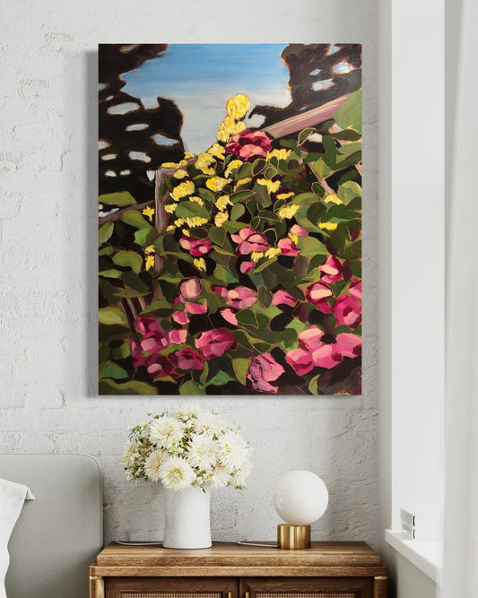 Climbing roses and honeysuckle
