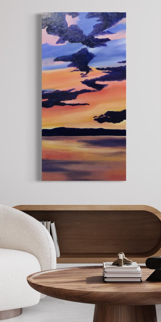 “At rest” Oil sticks on imitation gold-leafed canvas